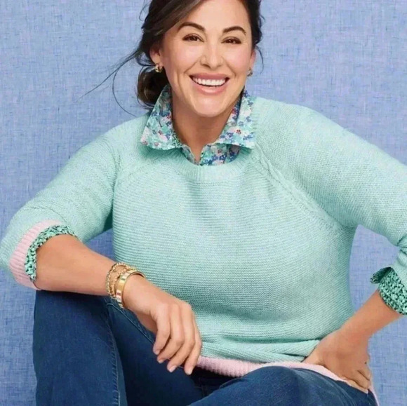 TALBOT'S Cotton Knit Sweater Size Small Textured - Picture 2 of 4